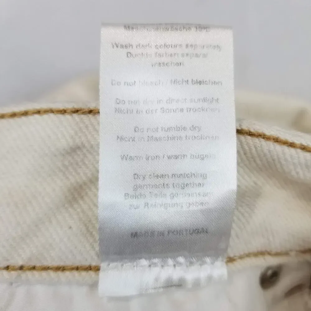 Wrap London Jeans Womens US 8 Cream Carpenter Utility Button Fly Cinch Back ZA76